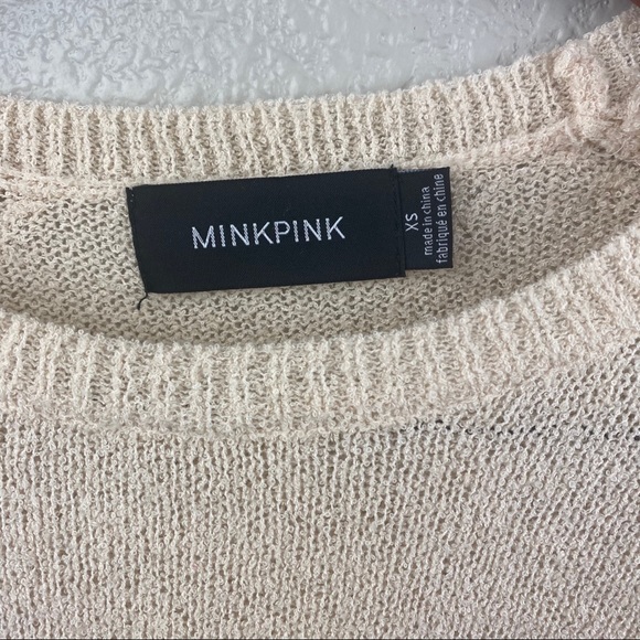 MinkPink Lightweight Knit Sweater Long Sleeve Size XS Cream Like New - Picture 4 of 5